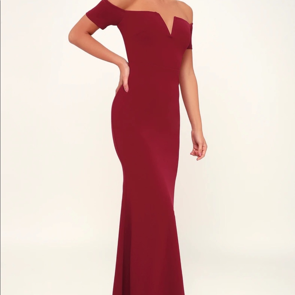 Lulus Burgundy Off the shoulder- Dress.
